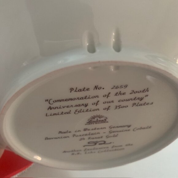 Rare Spirit of America H.H. Lihs Collection Bavarian Porcelain Plate - 24K Gold - Picture 7 of 7